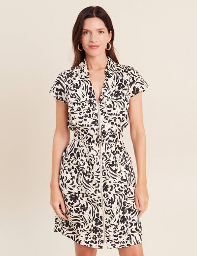 Robe droite zipp&eacute;e blanc femme