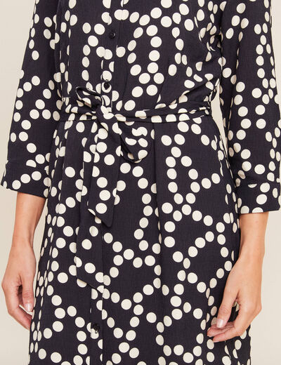 Robe longue évasée ceinturée noir femme