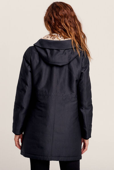 Parka droite à capuche noir femme