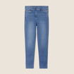 Jean coupe ajust&eacute;e 7/8&egrave;me taille haute denim double stone femme