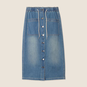 Jupe longue droite en jean denim double stone femme