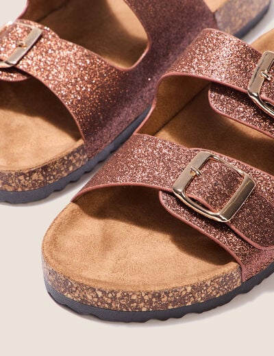 Mules à paillettes couleur cuivre femme