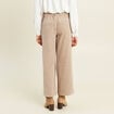 Pantalon loose en velours beige femme