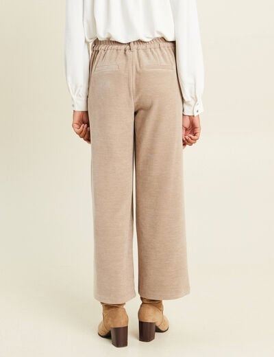 Pantalon loose en velours beige femme