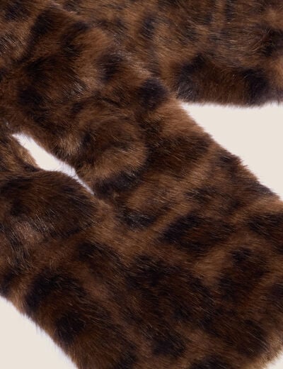 Cache-cou en fausse fourrure marron femme