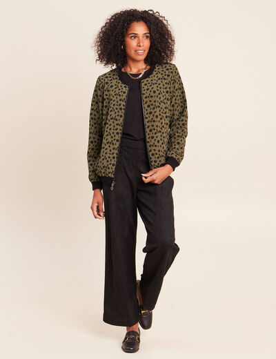 Gilet r&eacute;versible manches longues vert femme