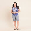 T-shirt manches courtes bleu fonc&eacute; femme