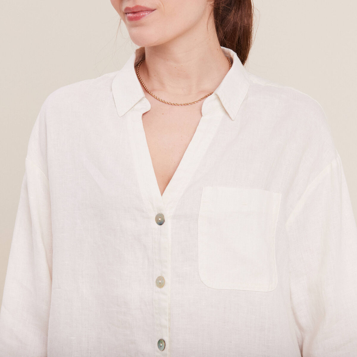 Chemise manches 3/4 ecru femme