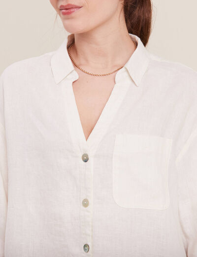 Chemise manches 3/4 ecru femme
