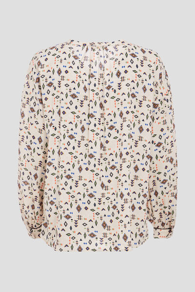 Blouse manches longues beige femme