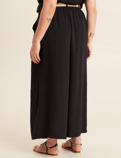 Pantalon jupe-culotte large noir femme