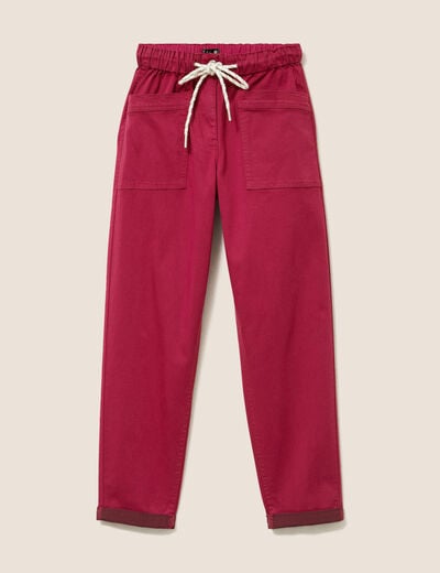 Pantalon coupe mom 7/8&egrave;me rouge fonc&eacute; femme