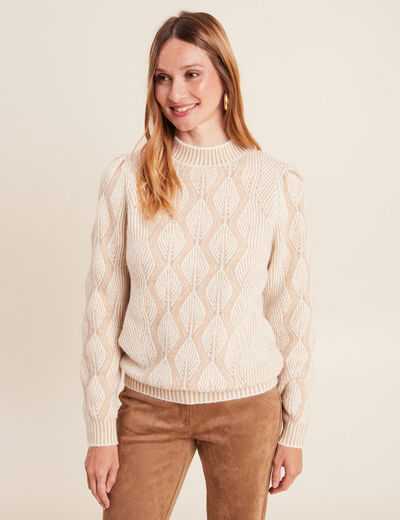Pull manches longues beige femme