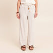 Pantalon large taille haute taupe femme