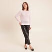 Pull col rond manches longues rose clair femme
