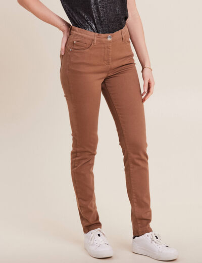 Jean magique ajusté taille standard marron femme