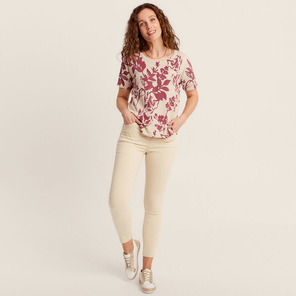 Pantalon léger taille standard 7/8ème ivoire femme