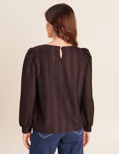 Blouse manches longues marron fonc&eacute; femme