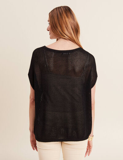 Pull manches courtes noir femme