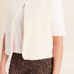 Gilet sans manches bouclette poches ecru femme