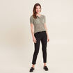 Pull manches courtes ajouré vert clair femme