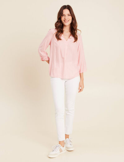 blouse fluide manches 3/4 rouge femme