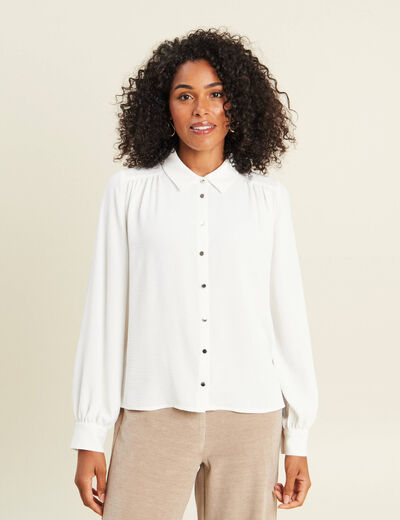 Chemise fluide manches longues ecru femme