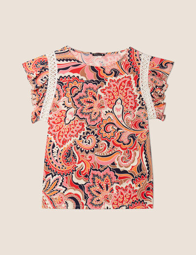 T-shirt manches courtes multicolore femme