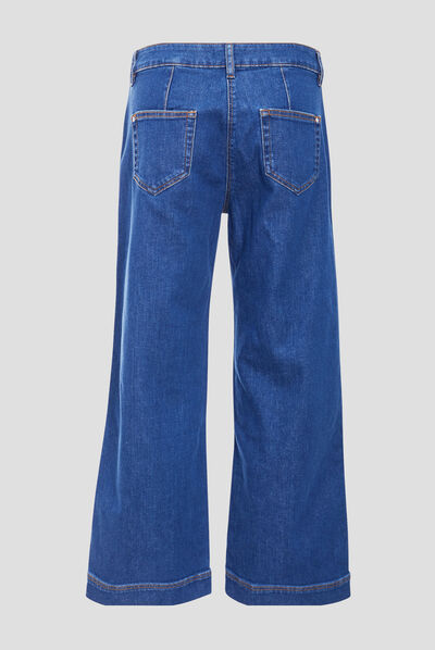 Jean large boutonné denim stone femme