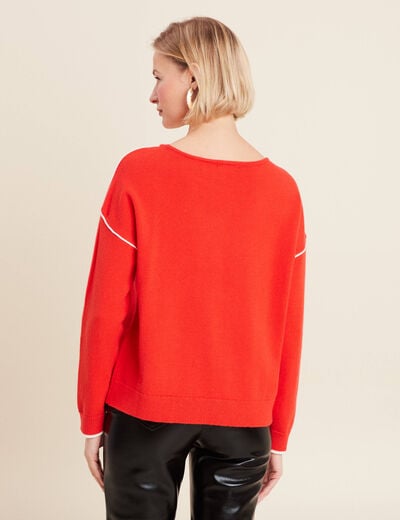 Pull manches longues orange foncé femme