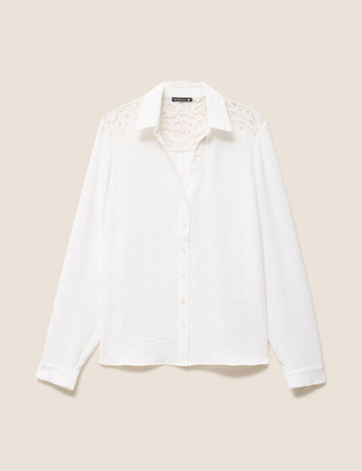 Chemise ample fluide manches longues ecru femme