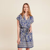 Robe droite courte manches courtes bleu femme