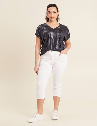 T-shirt manches courtes bleu foncé femme