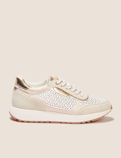 Baskets aspect daim beige femme