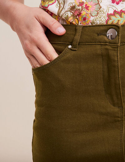 Jupe droite vert olive femme