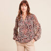 T-shirt manches longues col nou&eacute; marron femme