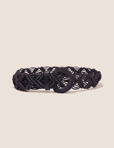 Ceinture en macramé noir femme