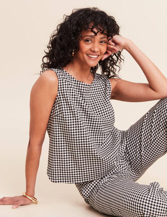 Blouse courte col bateau noir femme