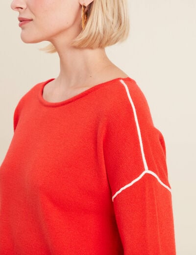 Pull manches longues orange foncé femme