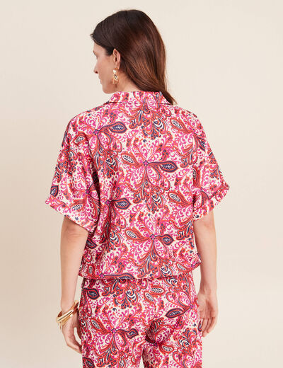 Chemisette manches courtes rose corail femme