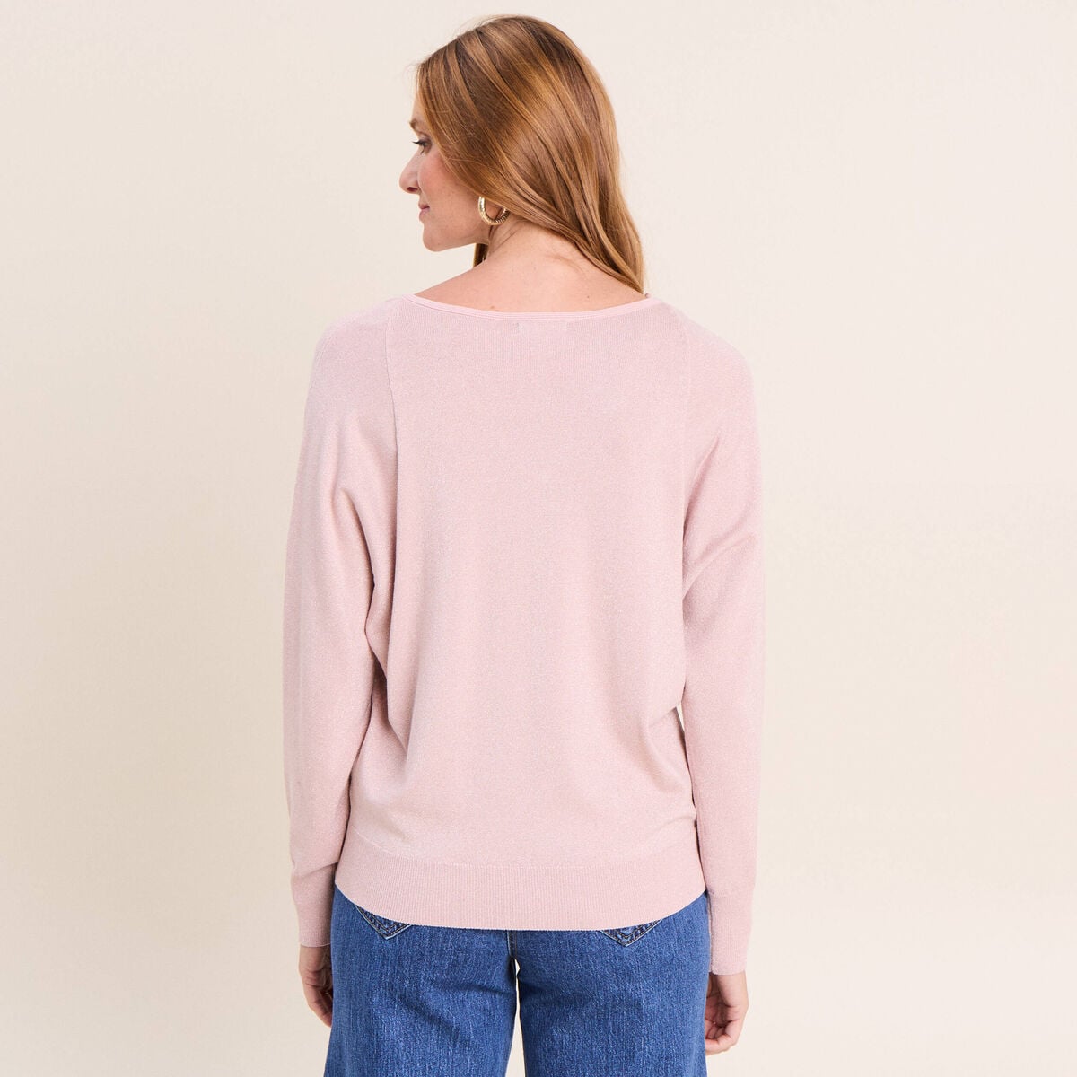 Pull manches longues rose clair femme