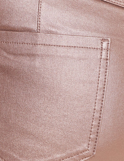 Pantalon iris&eacute; en similicuir marron fonc&eacute; femme
