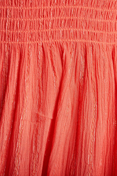 Robe longue droite à laçage orange clair femme