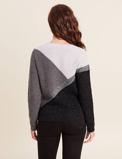 Pull manches longues gris foncé femme