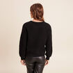 Pull col rond manches longues noir femme