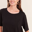 T-shirt col rond manches courtes noir femme