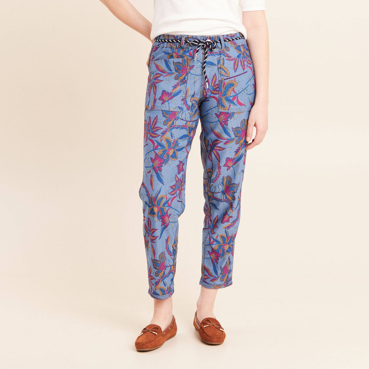Jean droit r&eacute;versible bleu femme