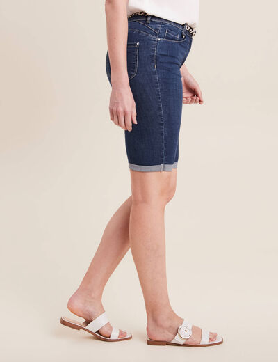 Bermuda ajusté en jean denim brut femme