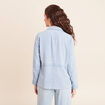 Veste longue cintr&eacute;e en jean doubl&eacute;e denim bleach femme