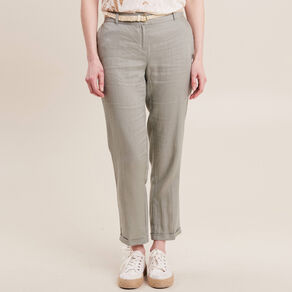 Pantalon flou ceinturé vert clair femme